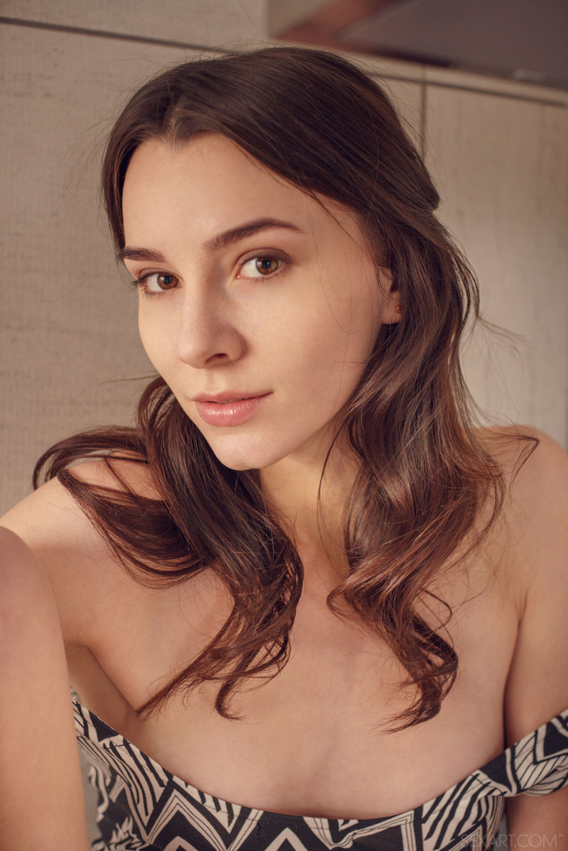 Perfect Young Brunette Adel Morel Spreading In The Kitchen - 