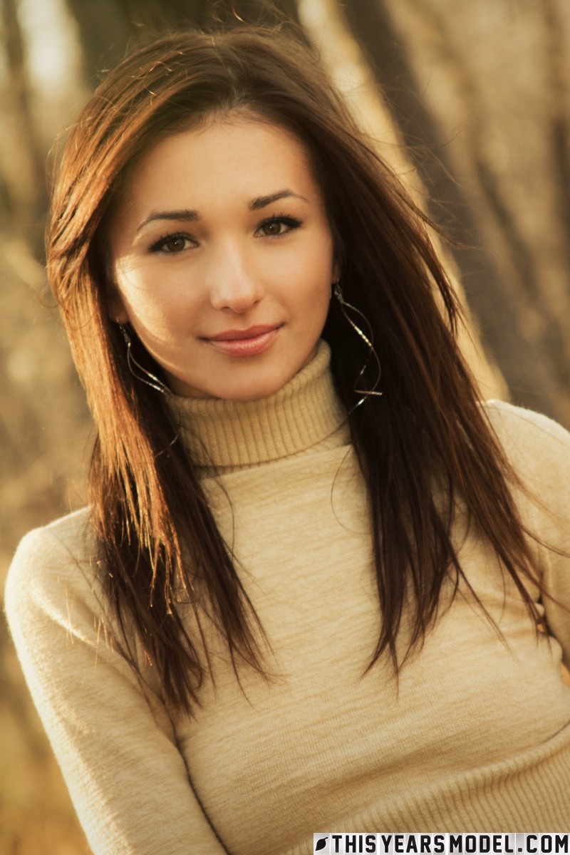 Sexy Sienna Strips In The Autumn Forest - 