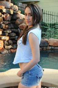 Mika has a perfect round ass in those tight denim jeans - 02